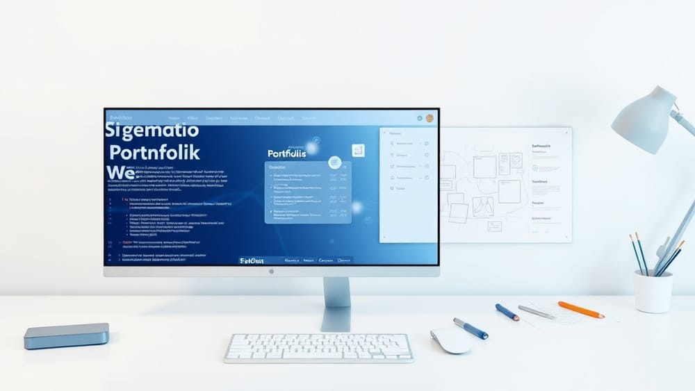 Split screen showing an AI-generated portfolio on one side and a manually designed portfolio on the other