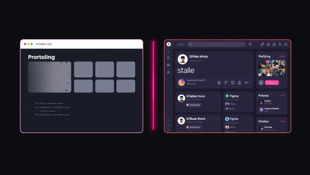 A split screen showing a stale static portfolio on the left and a live auto-updating portfolio dashboard on the right