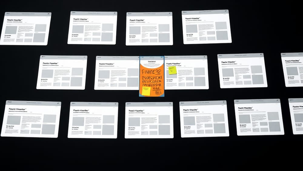 A grid of identical portfolio websites side by side, illustrating how AI has made portfolios look the same