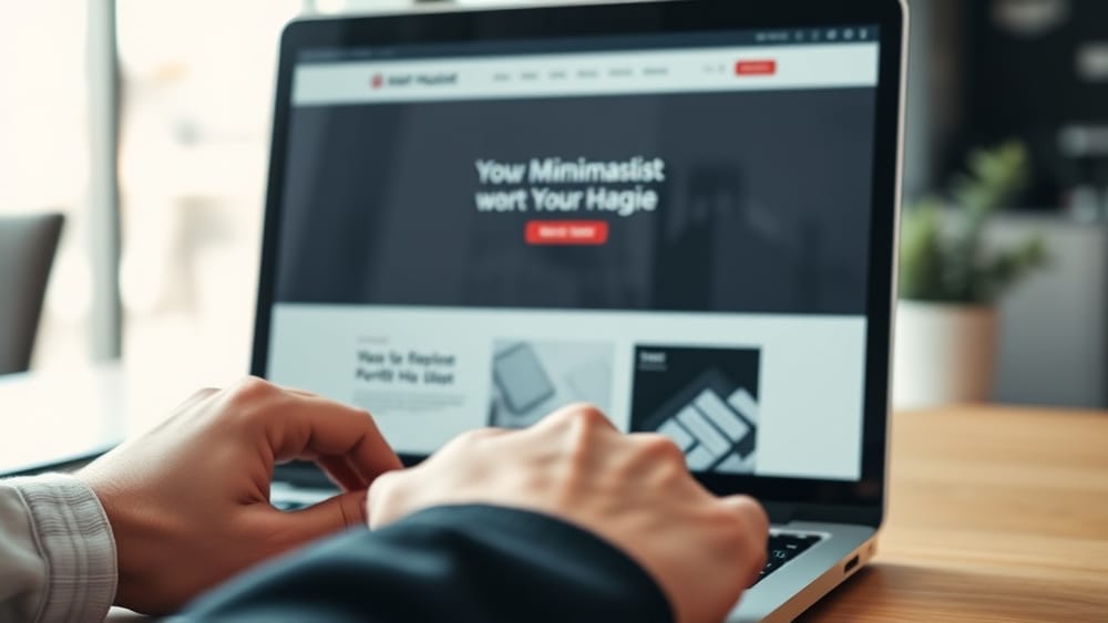A hiring manager scanning a developer portfolio on a laptop, looking unimpressed